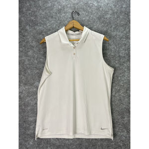Nike Golf Dri-FIT Polo Shirt Womens Large White Sleeveless Performance Golf Top